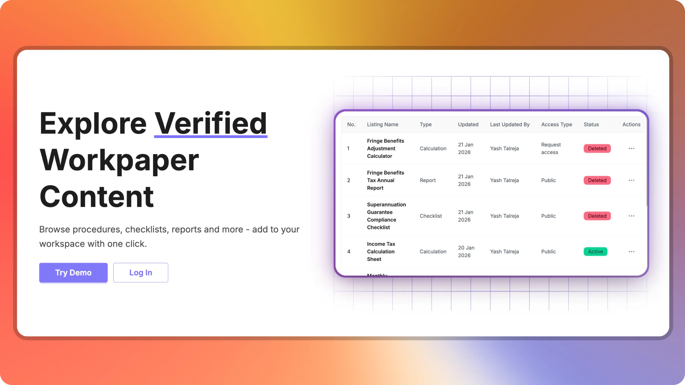 Workpaper Marketplace